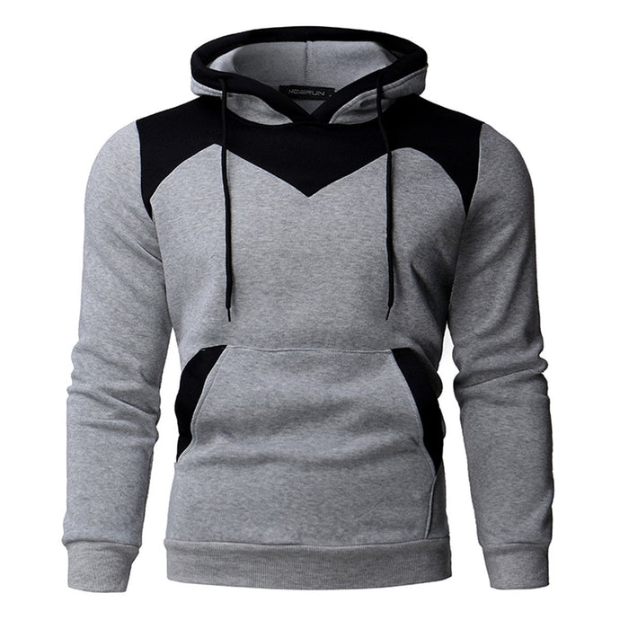 Fleece Men Color Stitching Velvet Hoodies