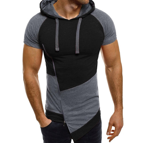 Mens Pullover Short Sleeve Hoodie