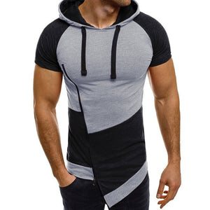 Mens Pullover Short Sleeve Hoodie
