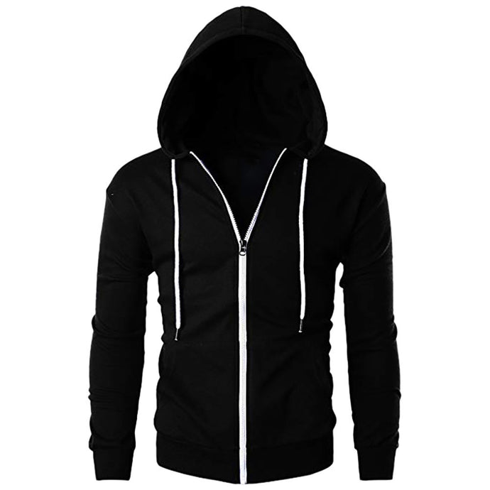 Mens Casual Slim Fit Long Sleeve Zipper Hoodie
