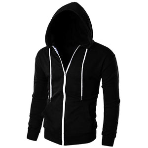 Mens Casual Slim Fit Long Sleeve Zipper Hoodie