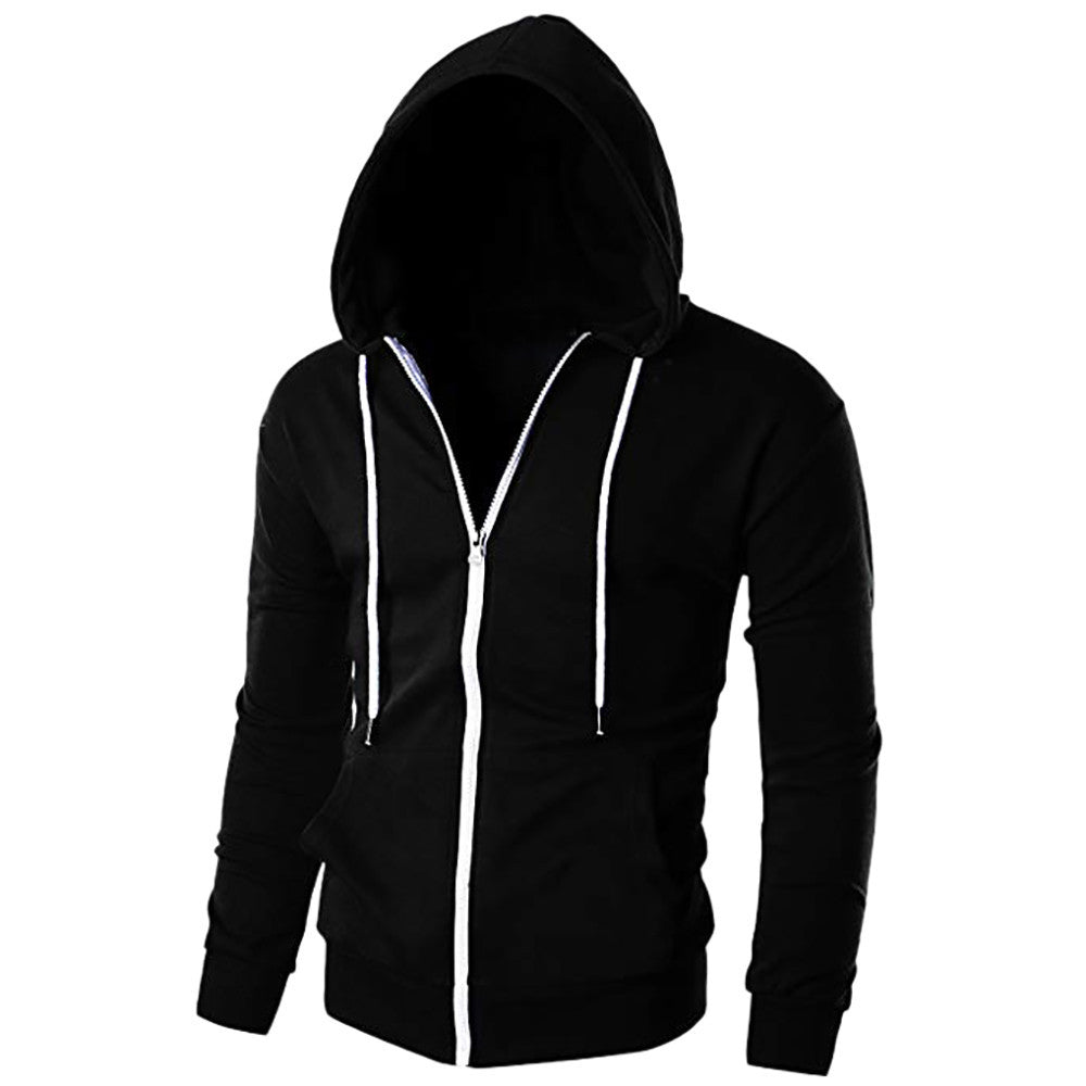 Mens Casual Slim Fit Long Sleeve Zipper Hoodie