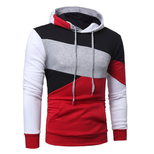 Mens' Long Sleeve Patchwork Hoodie