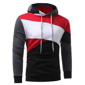 Mens' Long Sleeve Patchwork Hoodie
